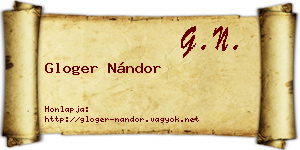 Gloger Nándor névjegykártya